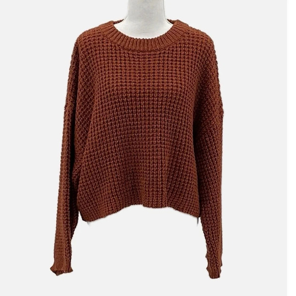 Elodie Chunky Open Knit Crop Sweater in Sienna - NEW - Size XL - Picture 1 of 7